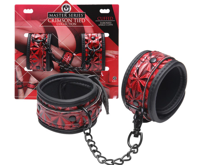 Crimson Tied Embossed Ankle Cuffs