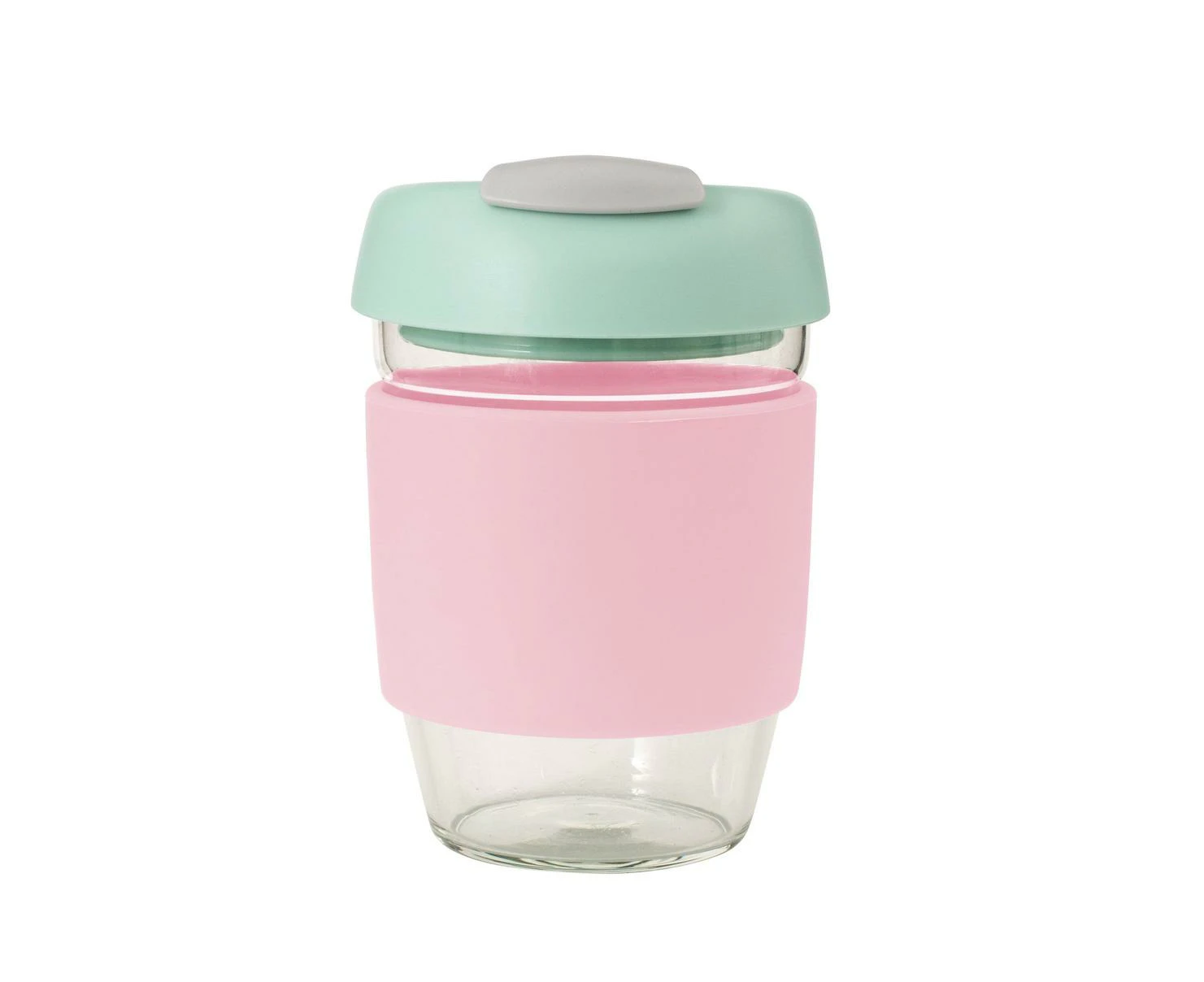 Glass Go Cup (Pink/Mint/Grey) - 355mL