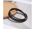 1Pc New Fashion Men Women Three Laps Pu Leather Bracelet Wristband Bangle Punk