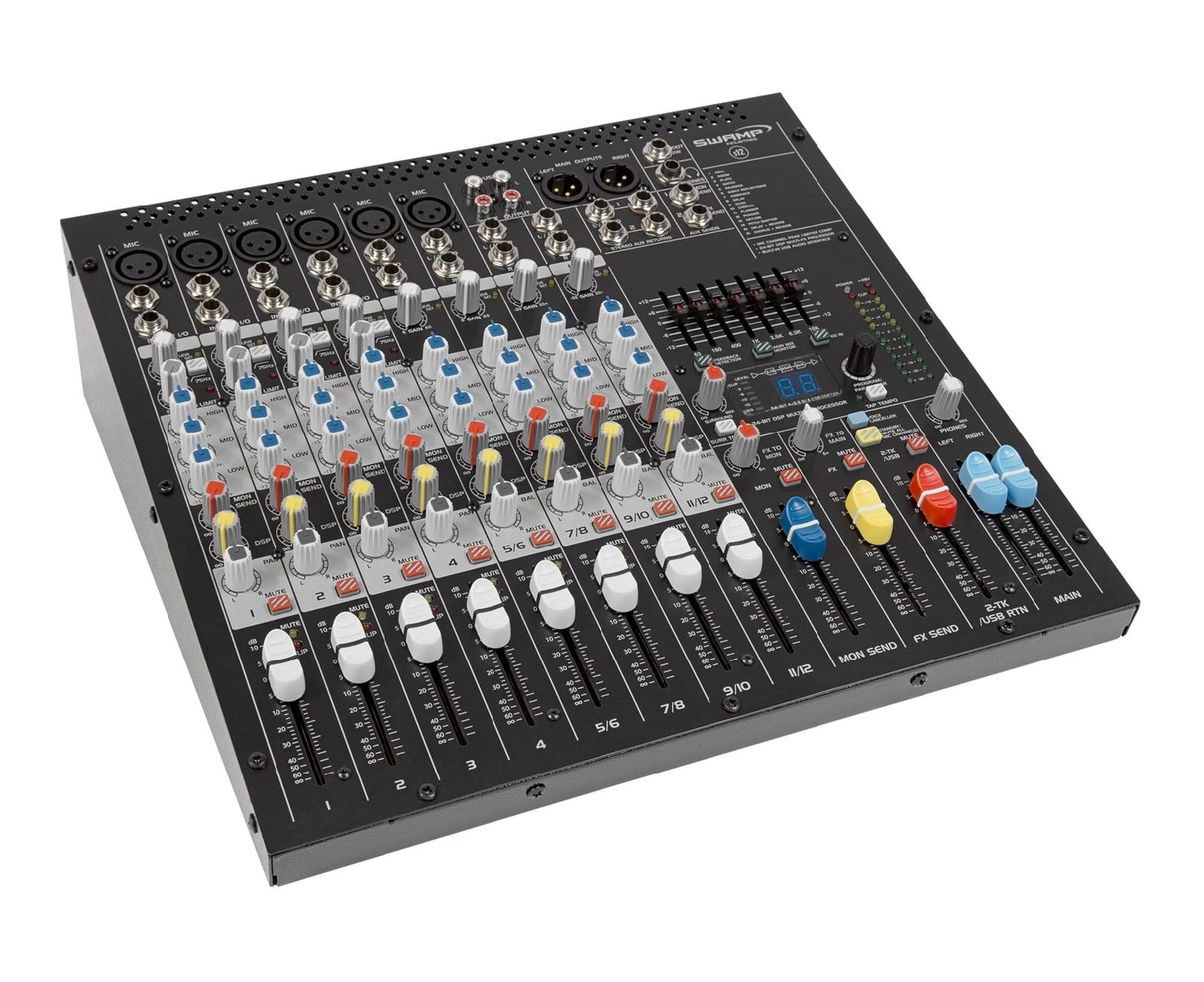 SWAMP S12-MK2 12 CH Mixing Desk - 6 Preamps - 2 AUX - Onboard FX - USB Audio