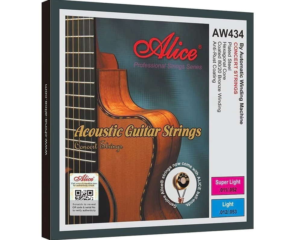 Alice AW434 80/20 Bronze Acoustic Guitar String Set Light 12-53 Bright Tone