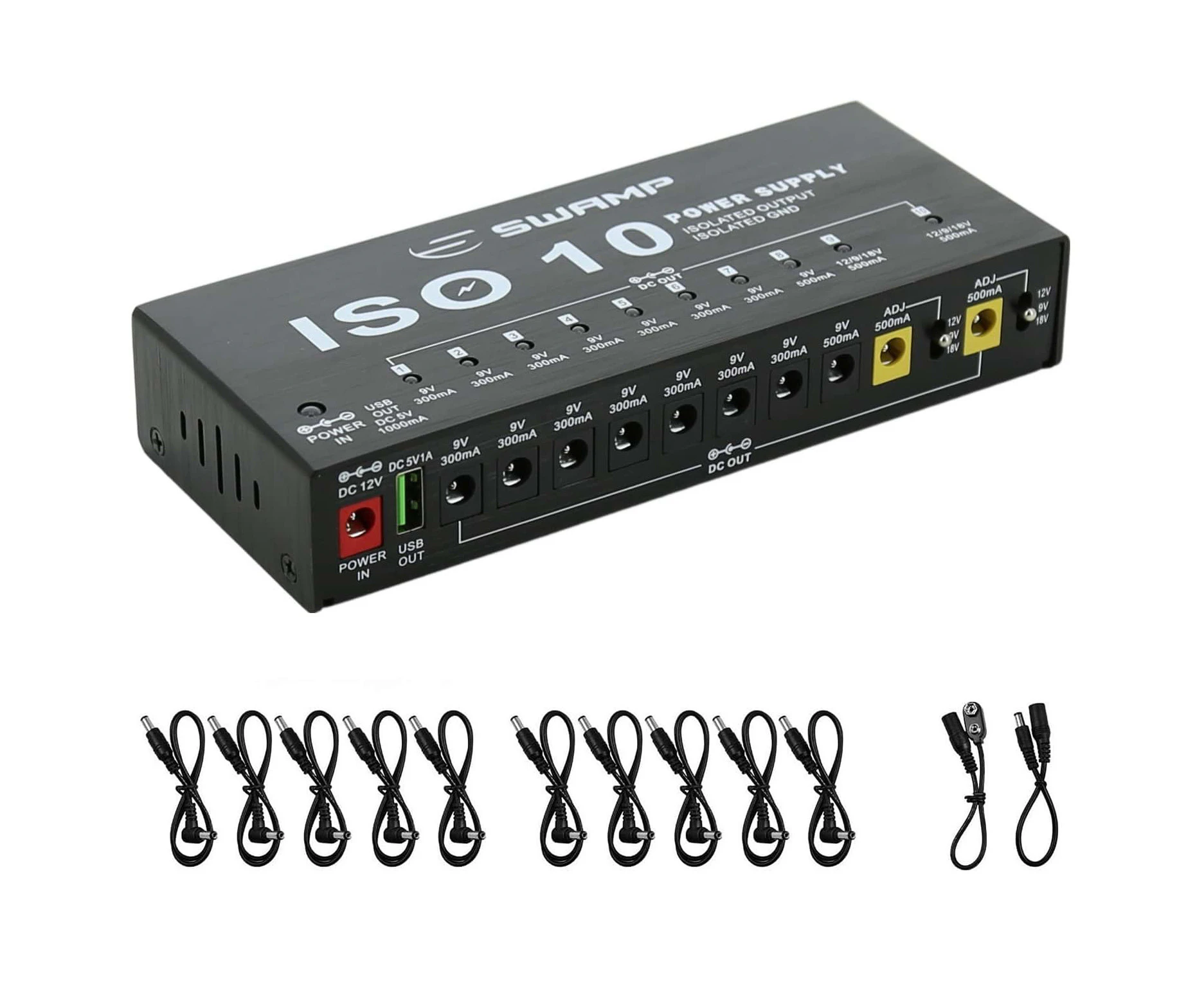 SWAMP ISO-10 Isolated Power Supply Station for Guitar Effects Pedals USB Output