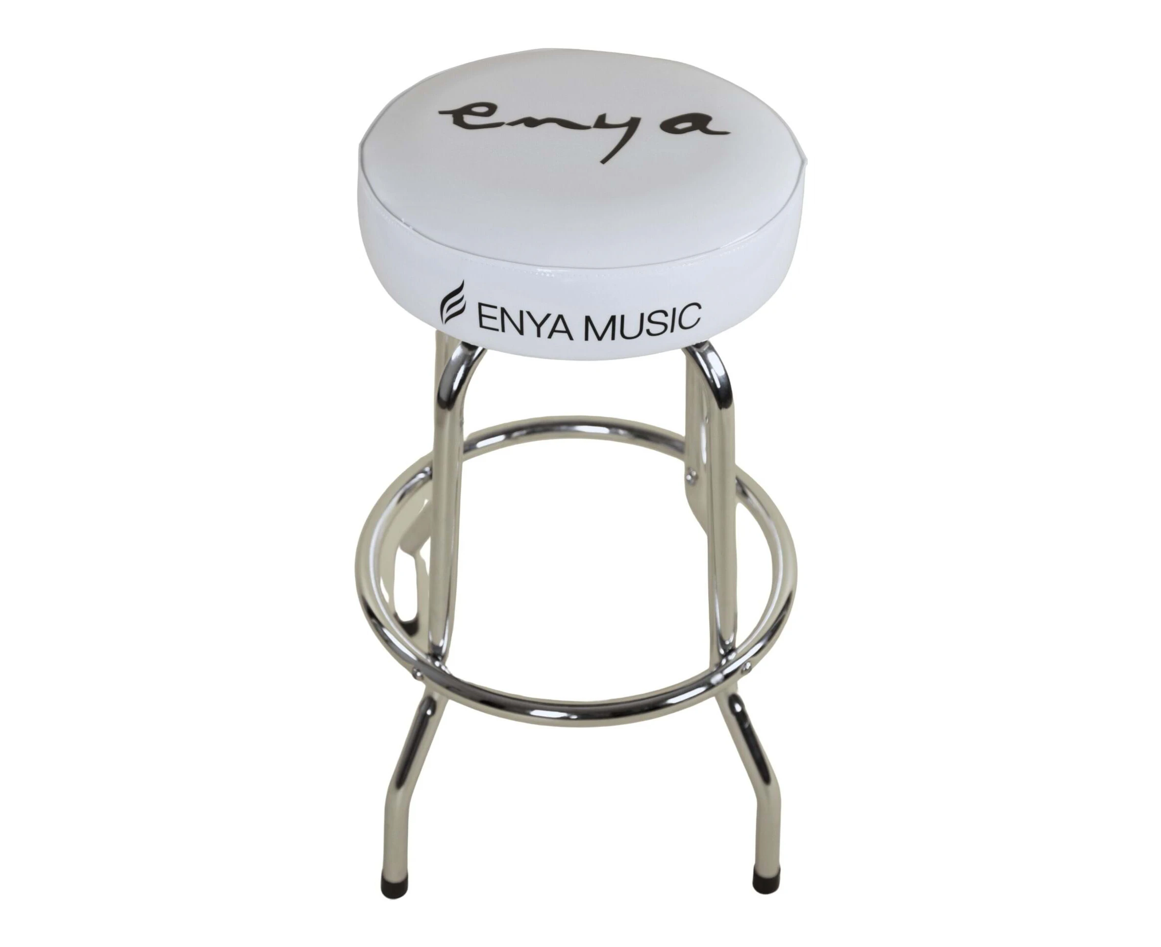 Enya Premium Guitar Chair Bar Stool White Chrome Padded Seat Top