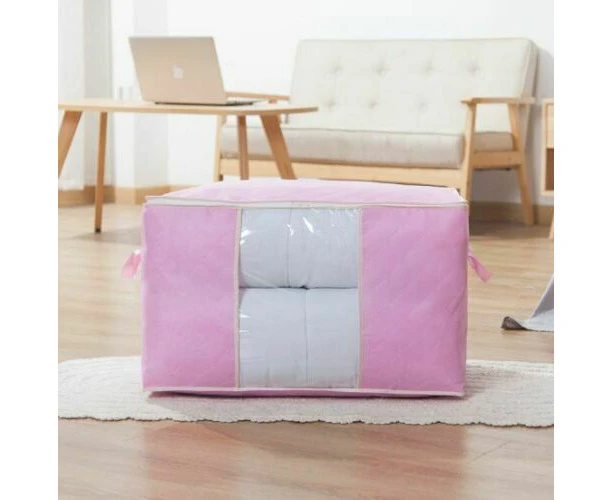 Clothes Quilt Blanket Storage Bag Nonwoven Fabric Organizer - Pink, 4PCS