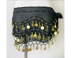 1X 3Rows Belly Dance Dancing Hip Scarf Belt Chain Skirt Golden Tone 98 Coin Bead