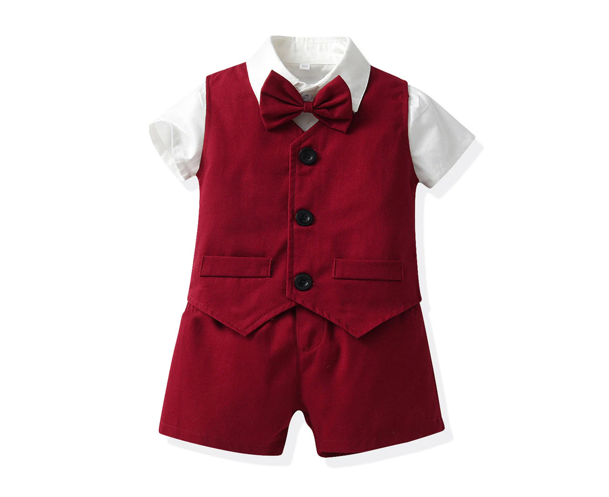 Children's summer clothing children's vest lapel short-sleeved cardigan children's shorts three-piece suit boys suit