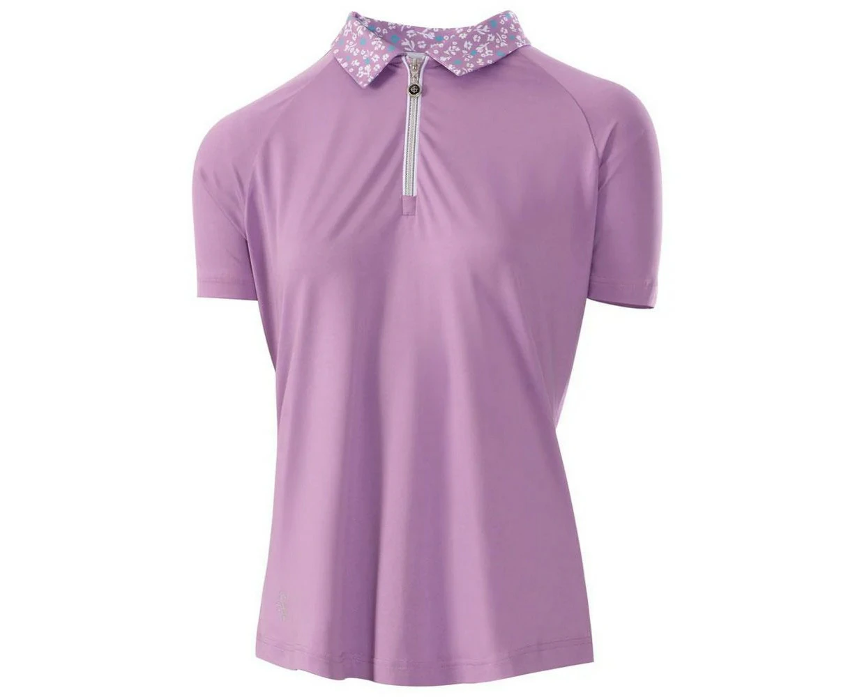 Island Green Womens Zip Neck Golf Polo Shirt (Purple) - PB197