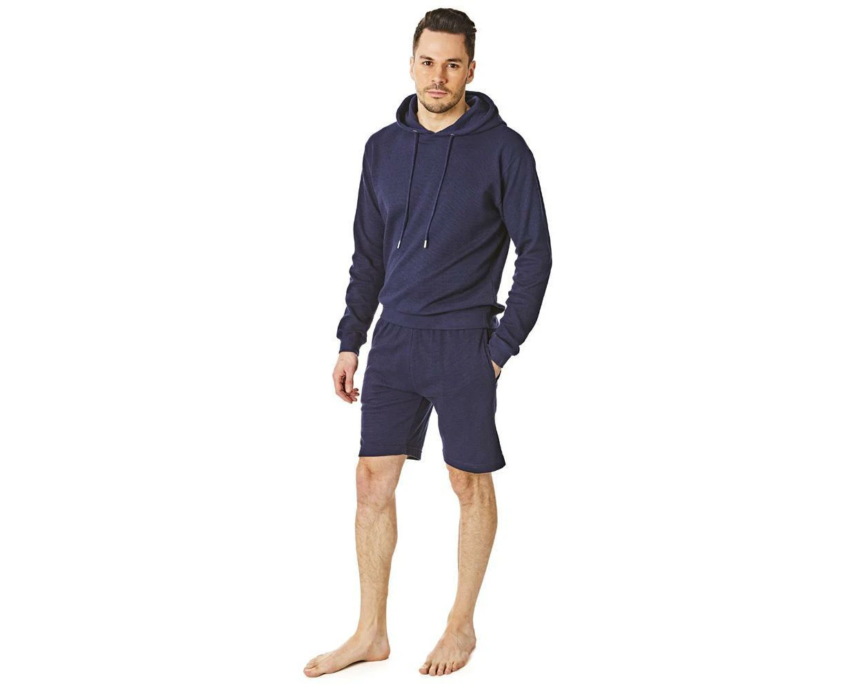 RIPT Essentials Mens Hooded Top & Shorts Set (Navy Blue) - PB367