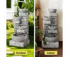 Gardeon Solar Fountain Water Feature Outdoor LED Lights Gray