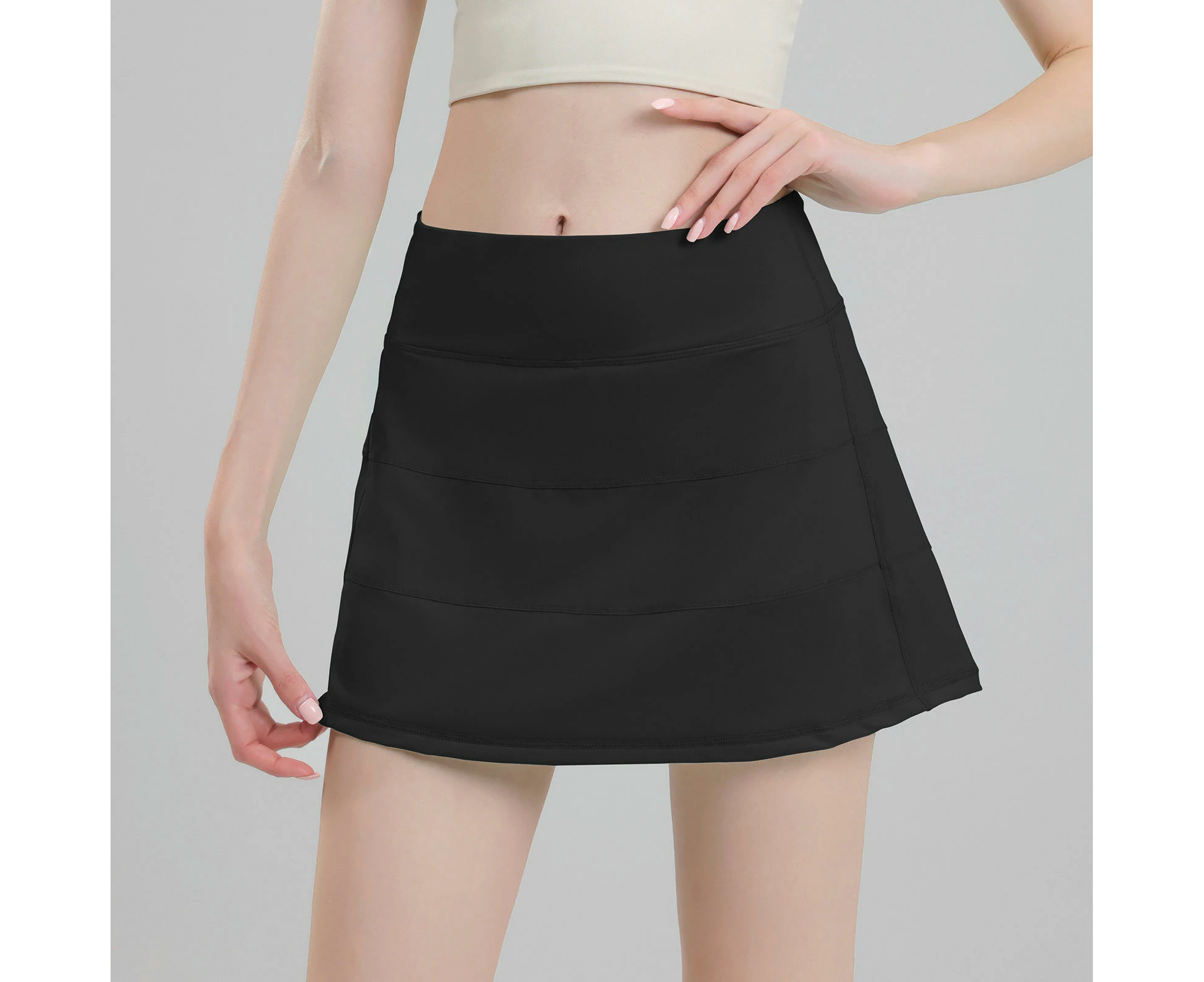 Women's Pleated Tennis Skorts Golf Skirt High Waisted Athletic Running Casual Shorts with Pockets-black