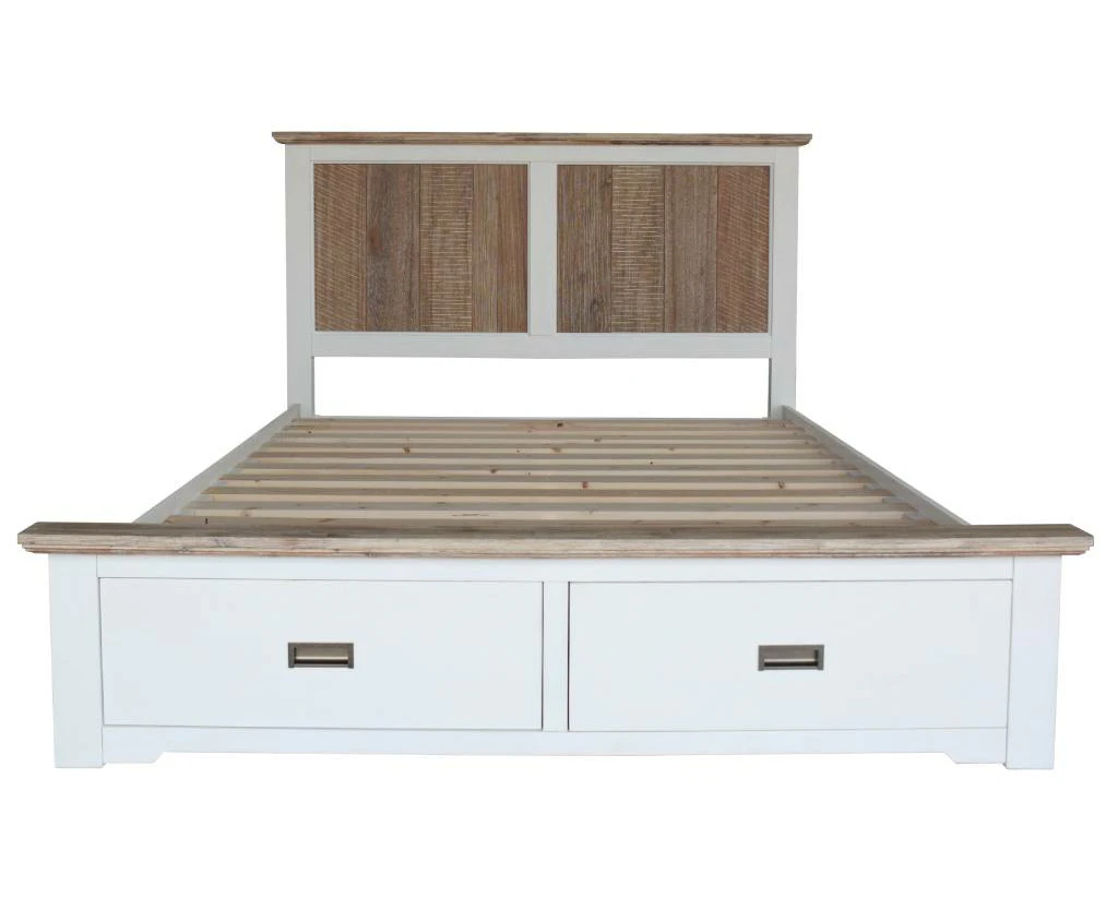 VI Folkestone Solid Timber Bed with 2 Footend Drawers