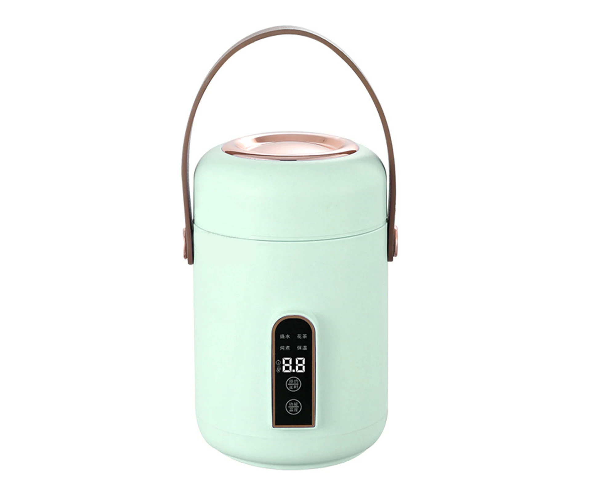 Mini Rice Cooker Efficient Heating Insulated Portable Multifunction Soup Porridge Stewpot for Home Office Dorm Green