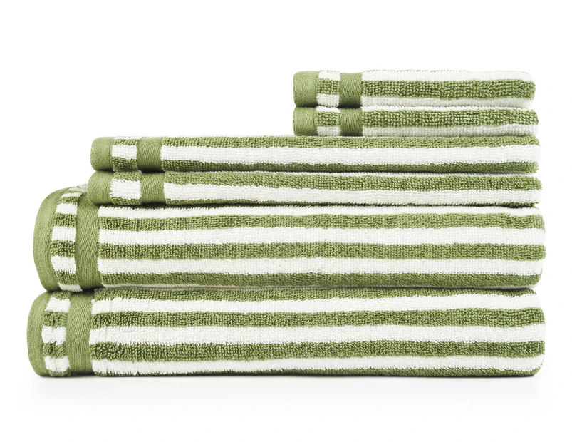 Sheraton Luxury Maison Riley Stripe 6-Piece Towel Set - Sage