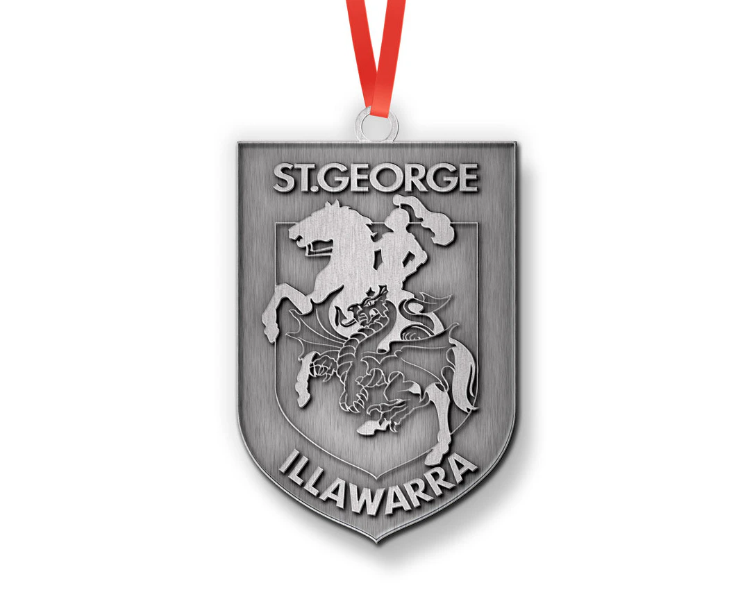 Official NRL St George Dragons 3D Metal Logo Christmas Ornament