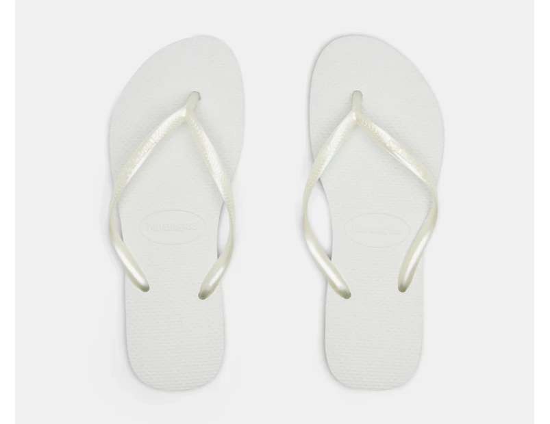 Havaianas Unisex Slim Metallic Thongs - White