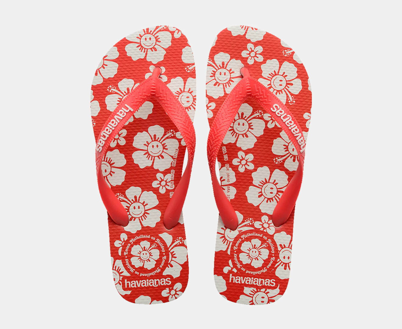 Havaianas Women's Top x Em Holiday Thongs - Red Happy Hawaii/White