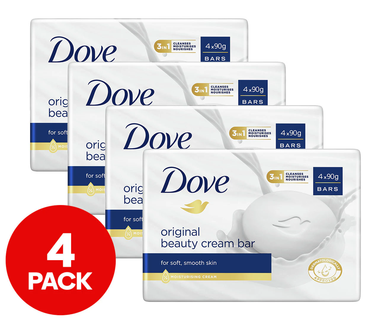 4 x Dove Original Beauty Cream Bars 90g