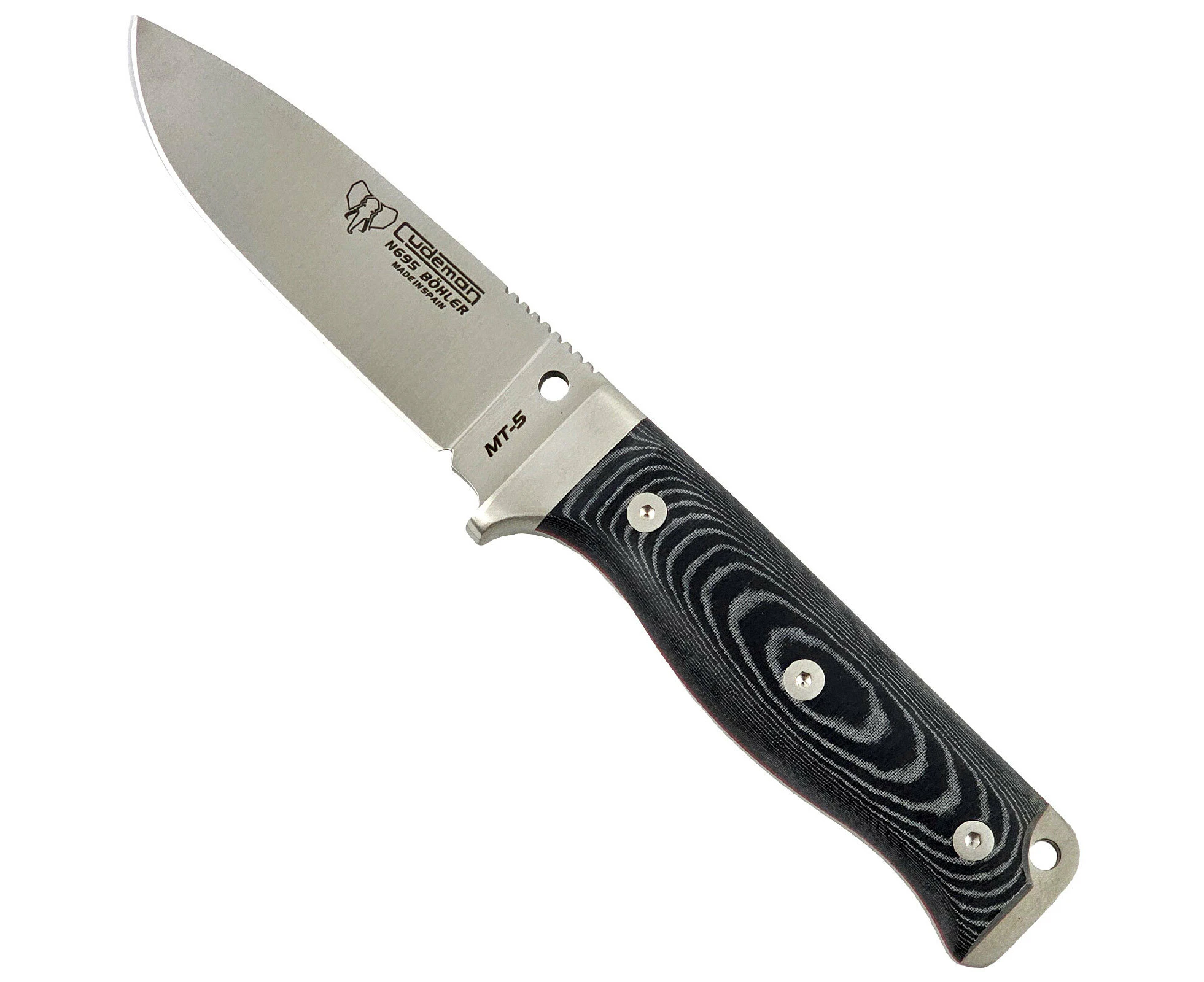 Cudeman MT-5 Fixed Blade Survival Knife with Kydex Sheath | Black / Satin