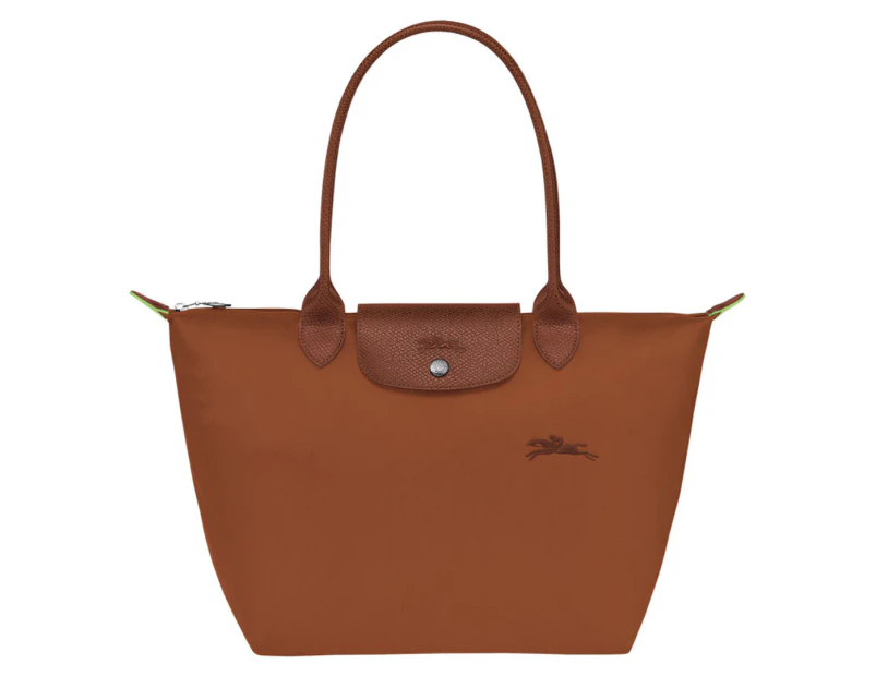 Longchamp Le Pliage Green Medium Tote Bag - Cognac