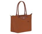 Longchamp Le Pliage Green Medium Tote Bag - Cognac