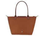 Longchamp Le Pliage Green Medium Tote Bag - Cognac