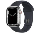 Apple Watch Series 7 (Cellular) 45mm Silver S Steel Black Band - Refurbished Grade A