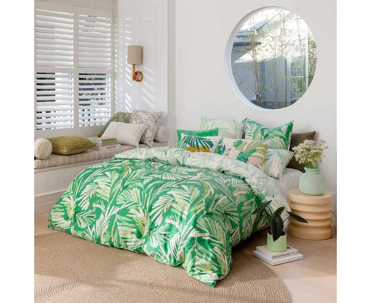 Kas Australia Oliana Bed Quilt Cover Set w/2x Pillowcases Bedding Green