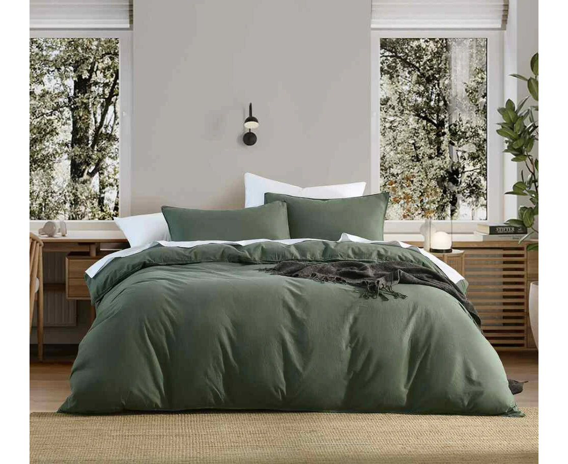 Harper Home Vintage Washed Quilt Cover Set | Green