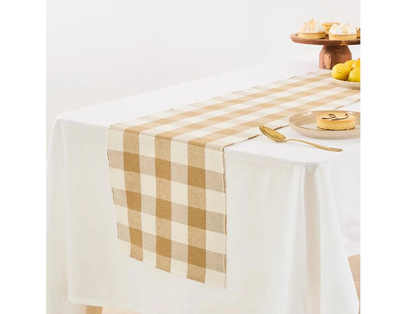 Natural Gingham Table Runner - Anko