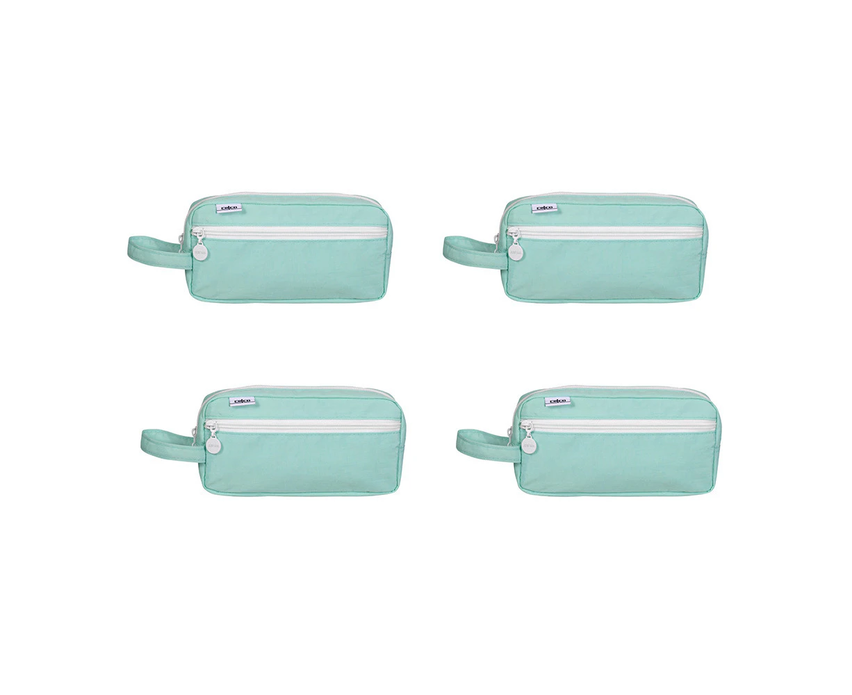 4x Celco Functional and Stylish Sturdy Zip Pencil Case in Fresh Pastel Green