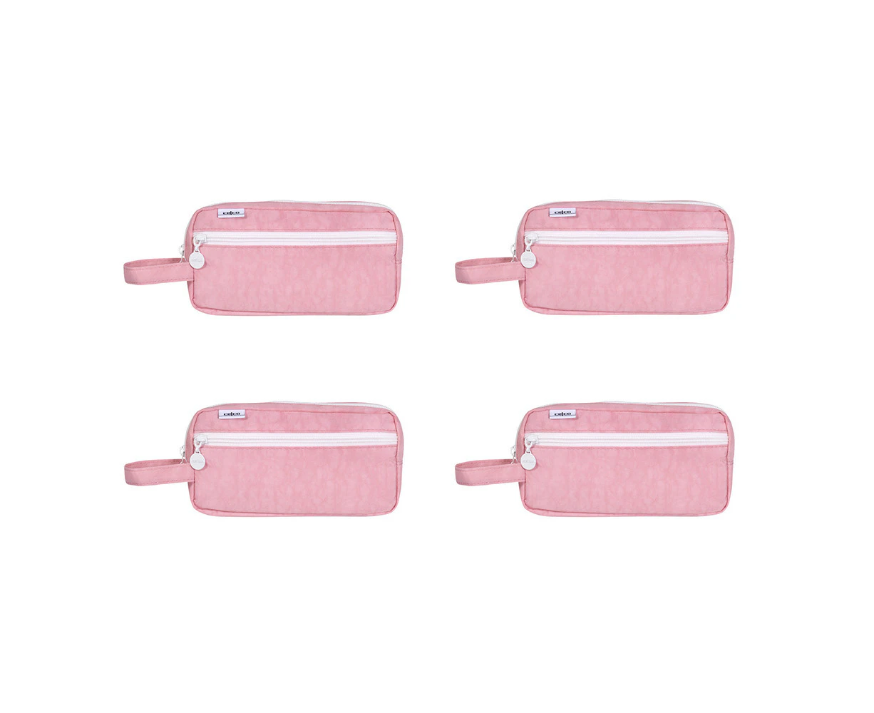 4x Celco Functional and Stylish Sturdy Zip Pencil Case in Fresh Pastel Pink