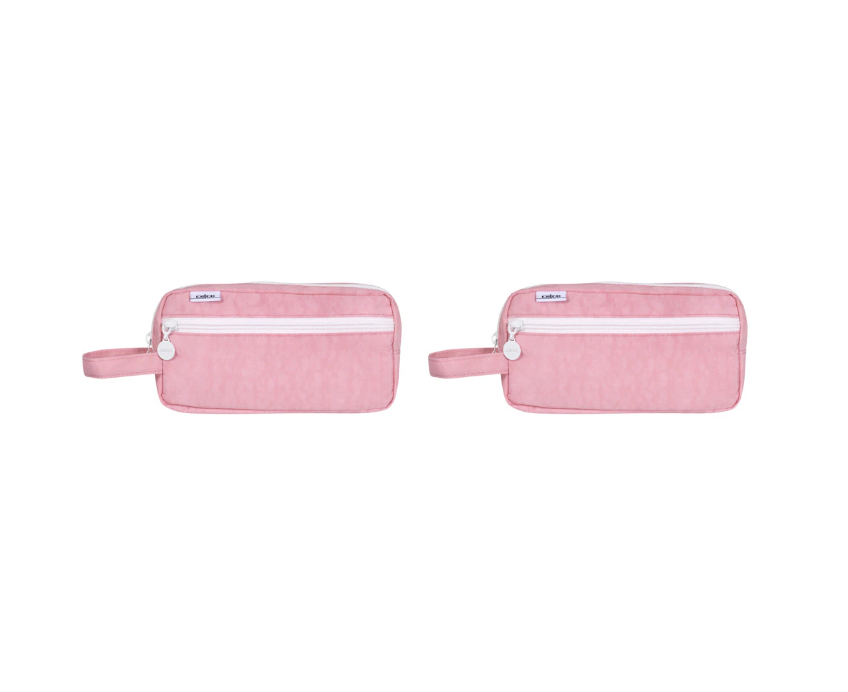 2x Celco Functional and Stylish Sturdy Zip Pencil Case in Fresh Pastel Pink