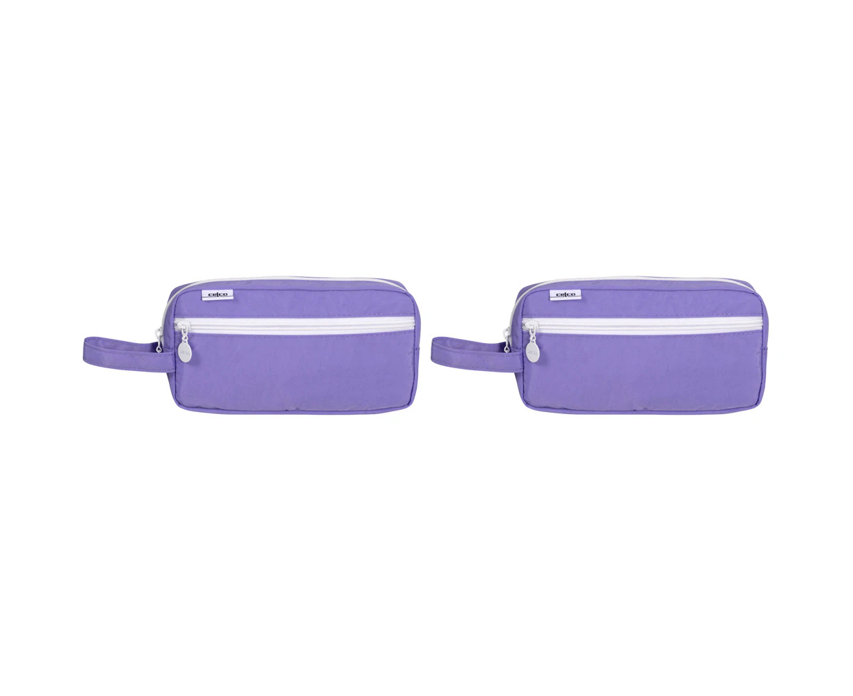 2x Celco Functional and Stylish Sturdy Zip Pencil Case in Fresh Pastel Purple