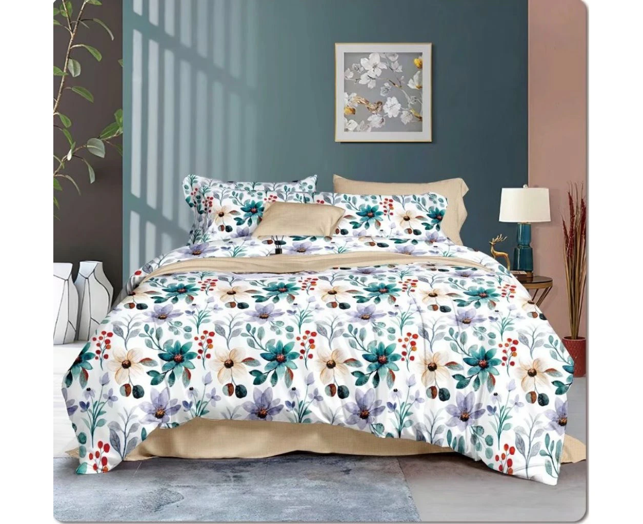 Scattering Flowers Quilt Doona Duvet Cover Pillow Case Set