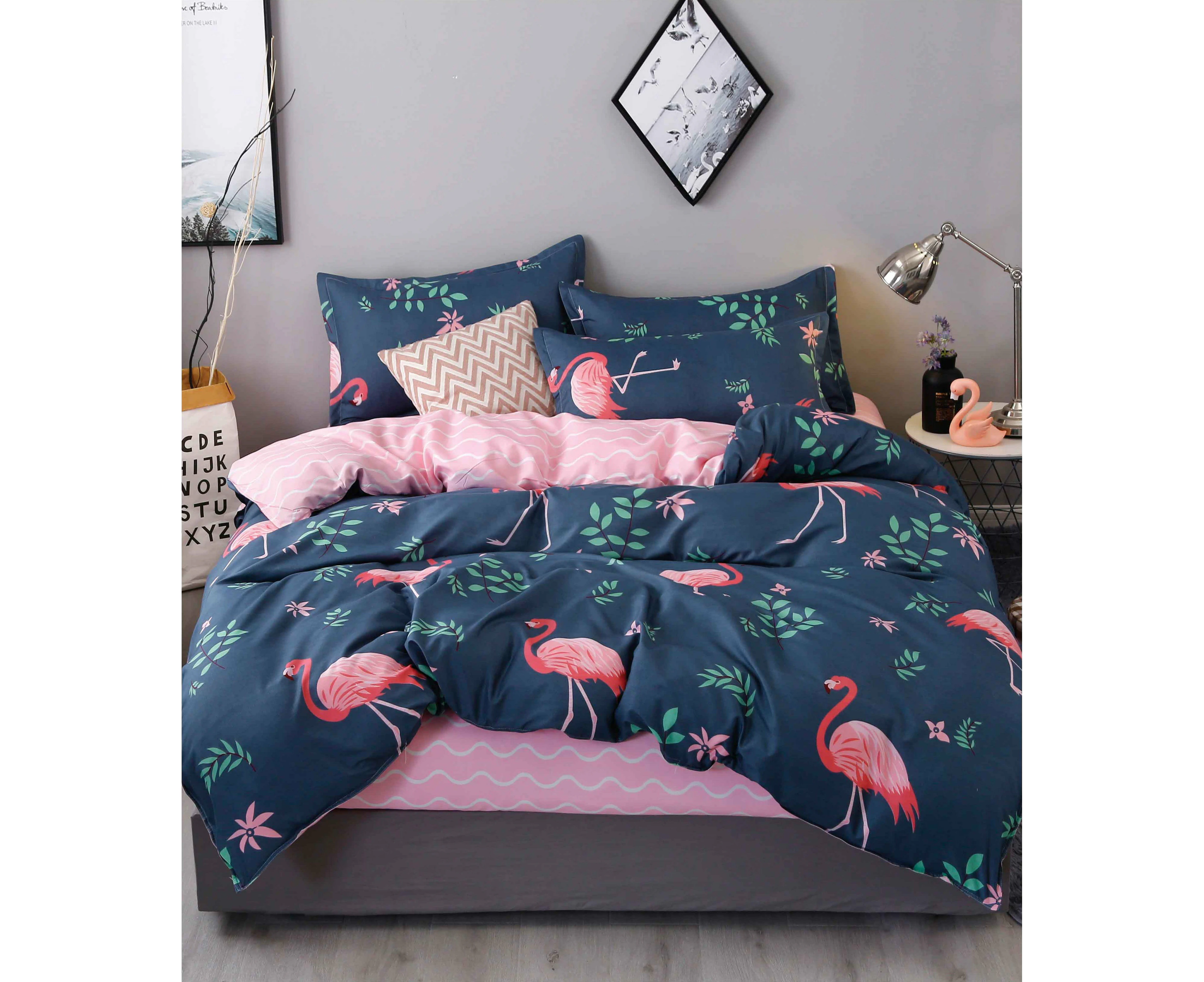 Flamingo A Quilt Doona Duvet Cover Pillow Case Set