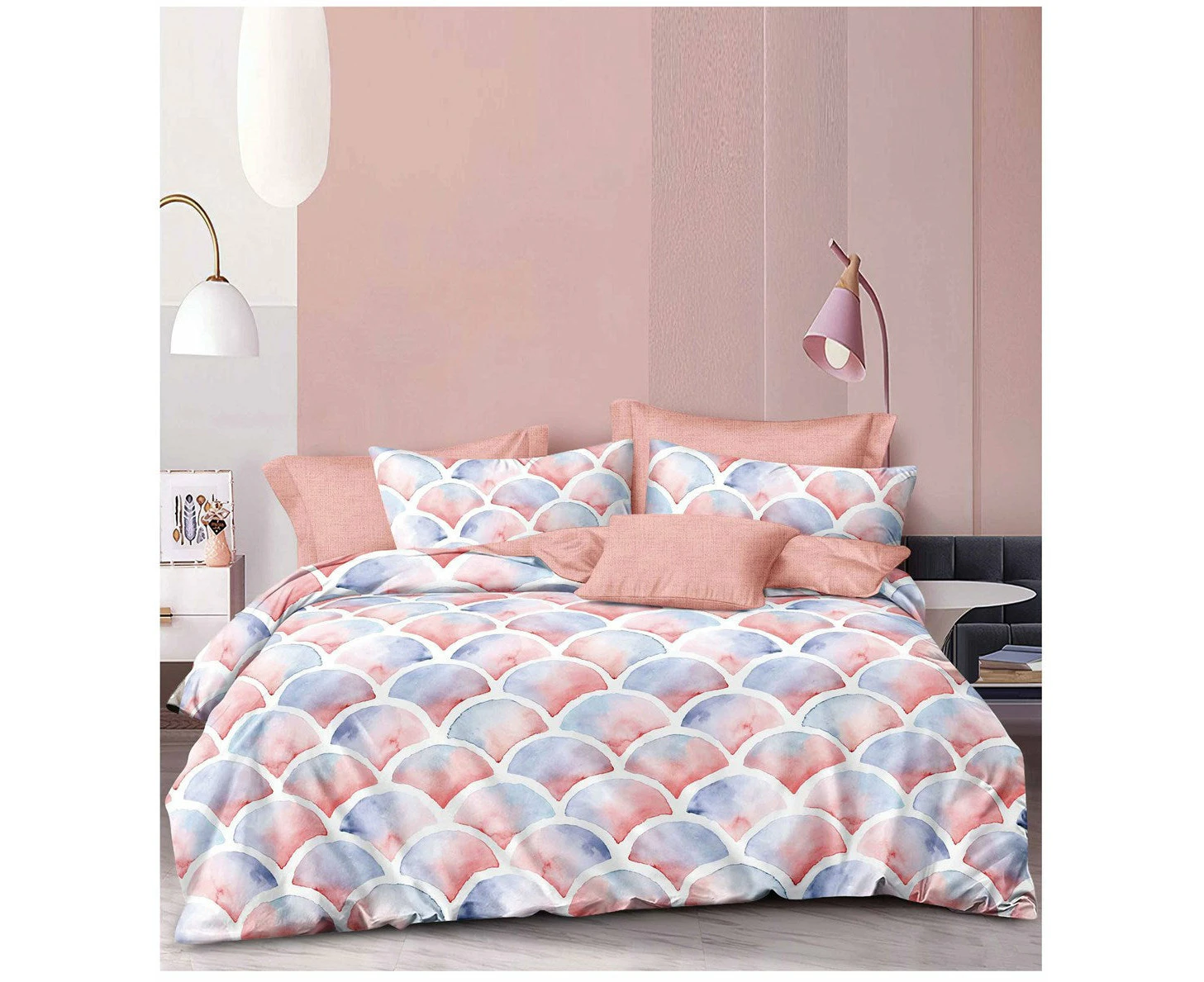 Mermaid Scales Quilt Doona Duvet Cover Pillow Case Set