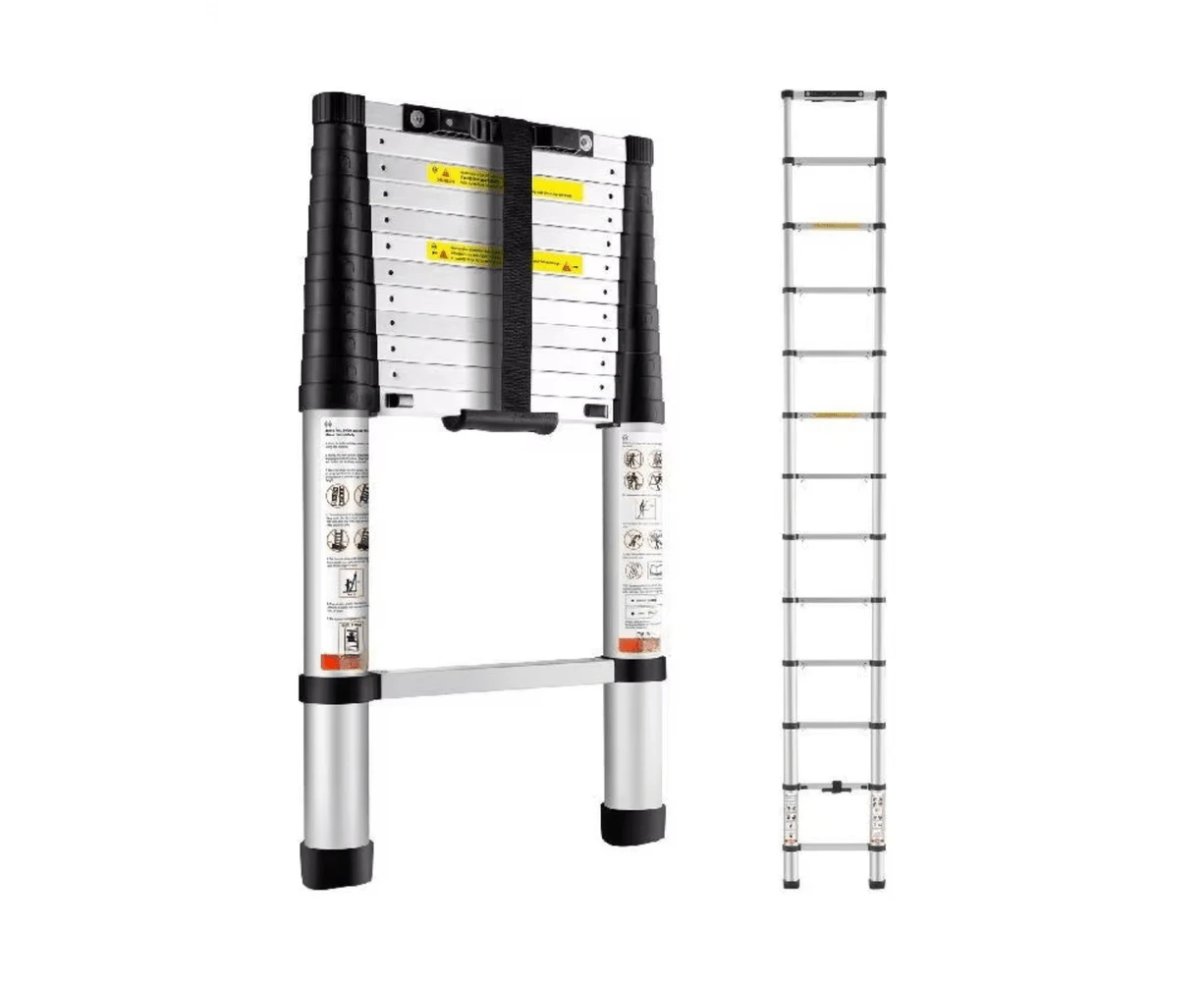 Telescoping Ladder 3.8 meters Aluminum with One-Button Retraction and 170 kg Capacity