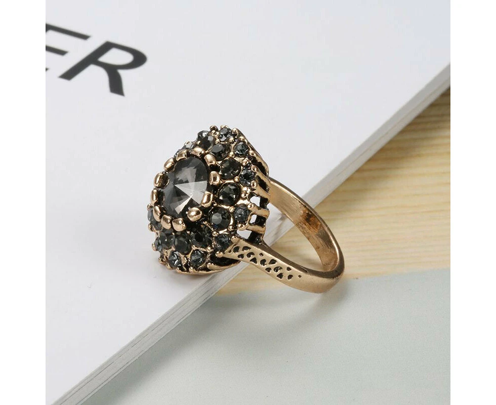 Vintage Antique Statement Black & Bronze Boho Ring - 10