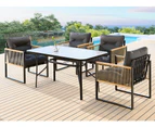 ALFORDSON Outdoor Furniture Setting Patio Dining Table Chair Set Wicker Glass