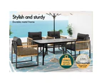 ALFORDSON Outdoor Furniture Setting Patio Dining Table Chair Set Wicker Glass