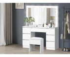 ALFORDSON Dressing Table Stool Set Makeup Mirror Desk LED 12 Bulbs White