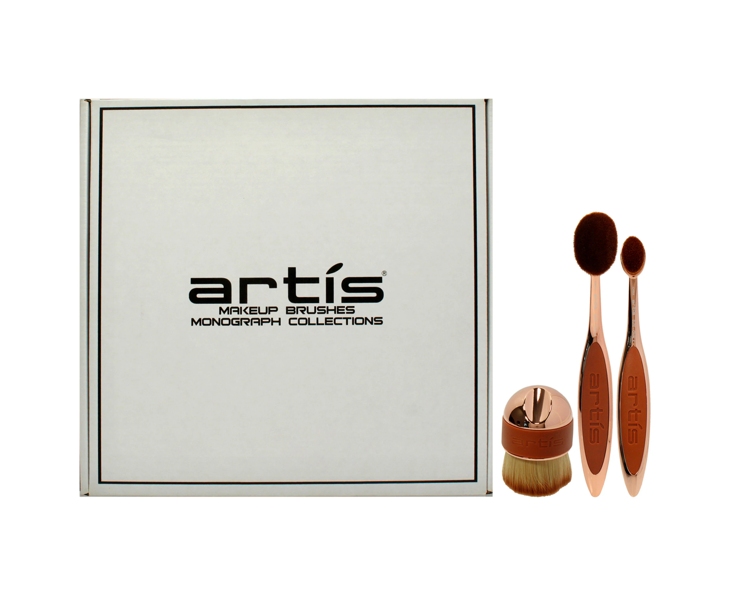 Elite 3 Brush Set - Rose Gold by Artis for Women - 3 Pc Elite Collection Oval Brush 6 - Rose Gold, Elite Collection Oval Brush 4 - Rose Gold