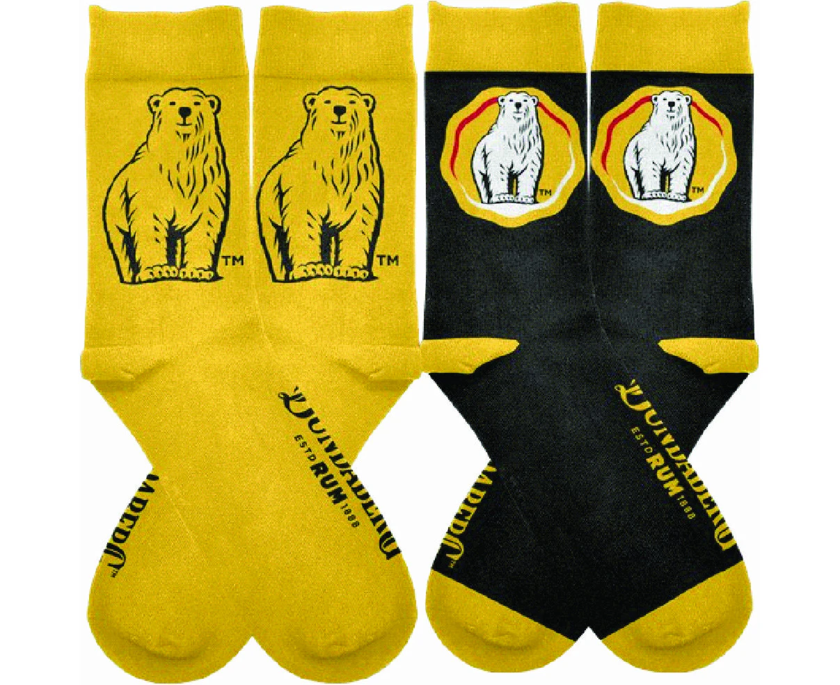 Bundy Bundaberg Rum Bear Crew Socks Black Bear Two Sets