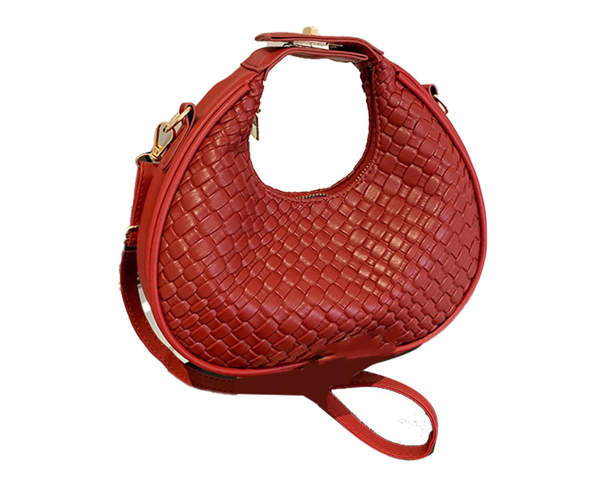 PU Shoulder Bag Vintage All Matching Women Shoulder Bag Stylish Casual Shoulder Handbag for Daily Commuting Party Red Free Size