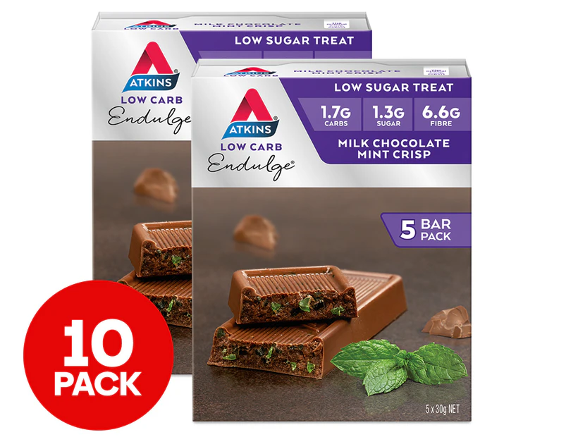 2 x 5pk Atkins Low Carb Endulge Bars Chocolate Mint Crisp