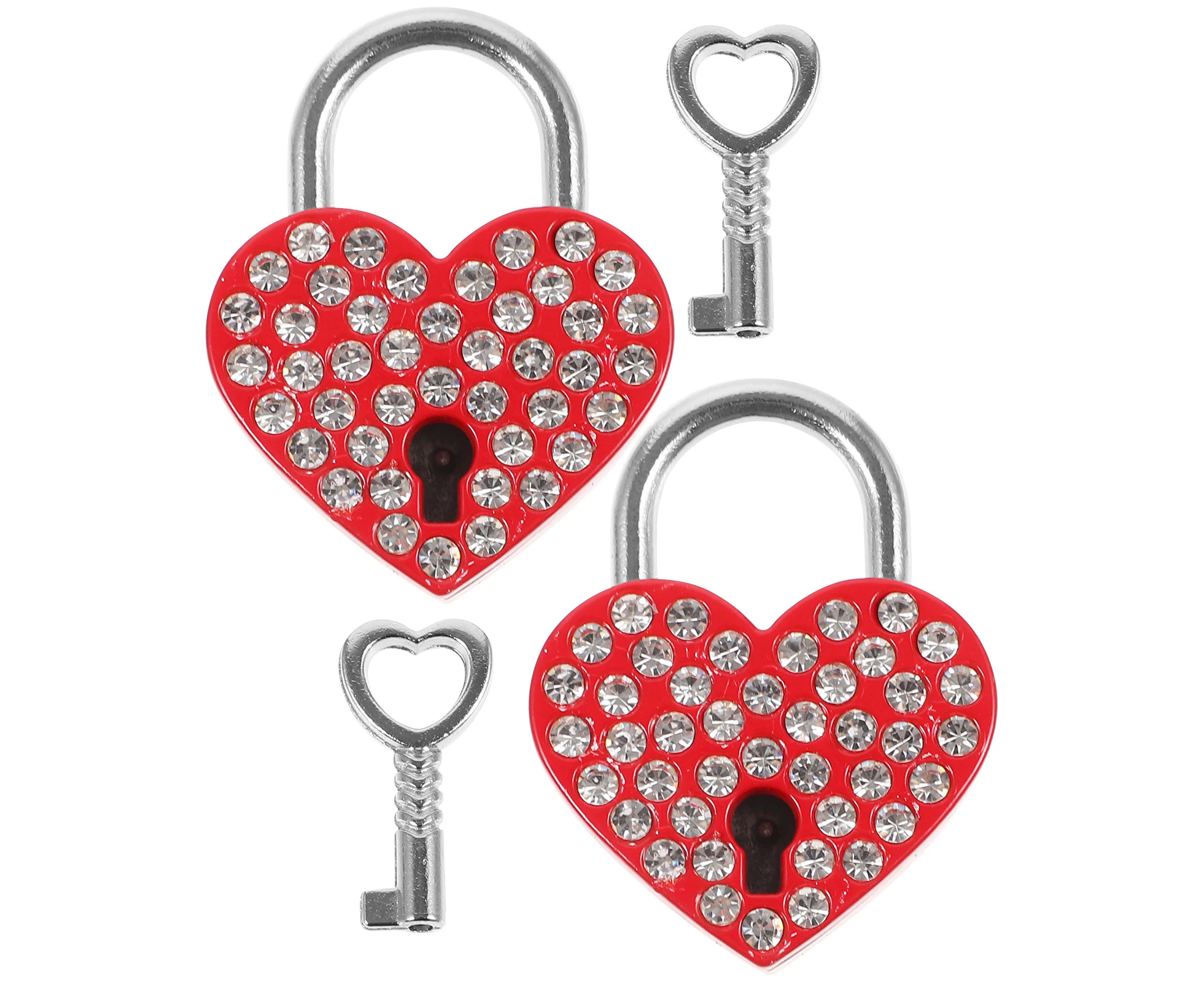 2 Sets Heart Lock Luggage Lock Adorable Locker Suitcase Lock Small Padlock With Key