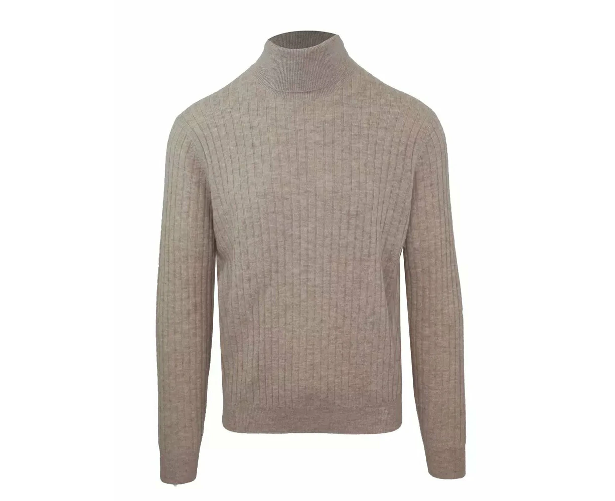 Malo Beige Cashmere Wool Blend Turtleneck Sweater