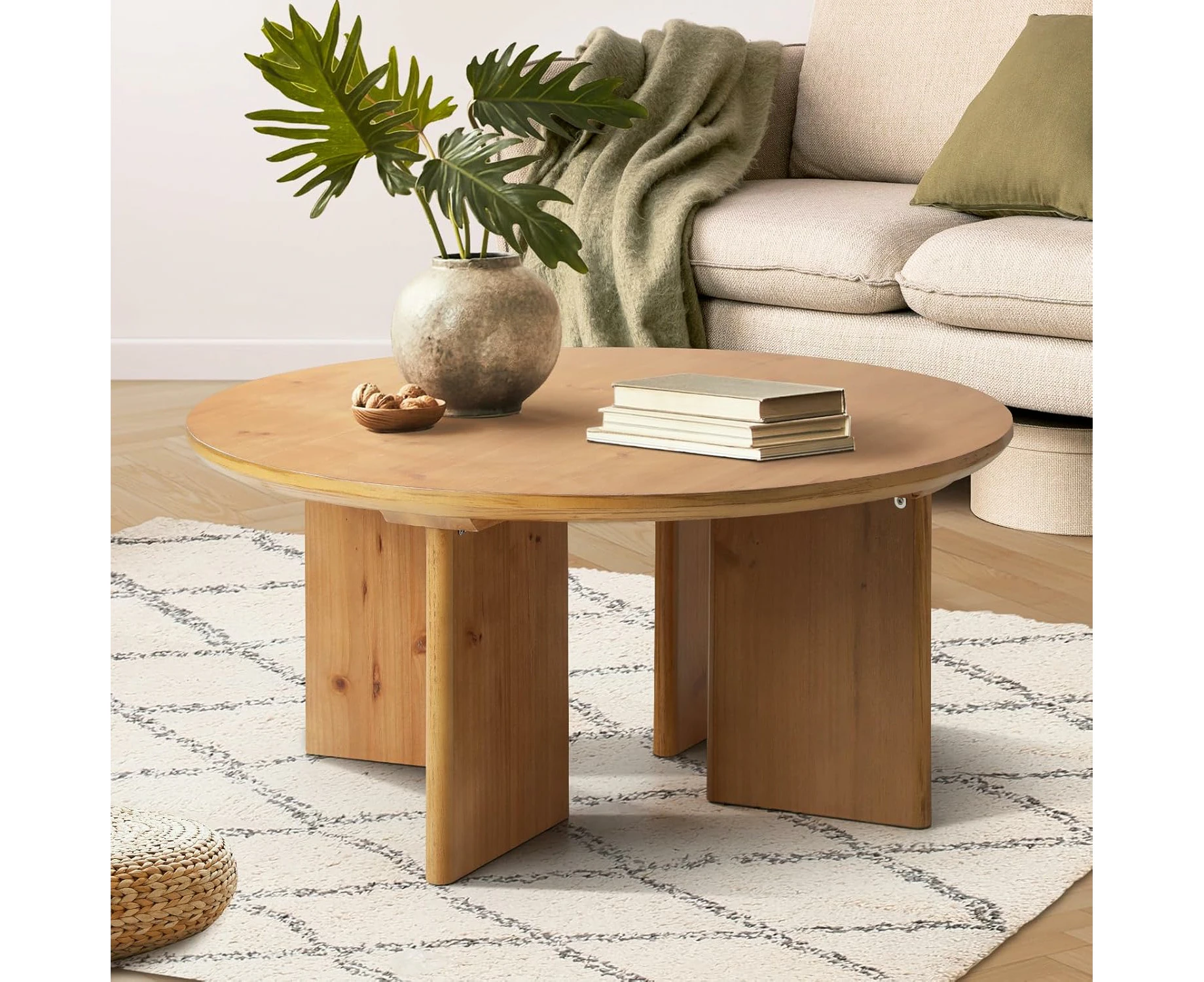 Coffee Table Round Side Table Wooden Tea Table