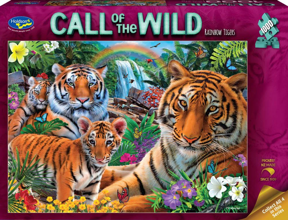 Call Of The Wild Series 2: Rainbow Tigers Jigsaw Puzzle, 1000 Piece