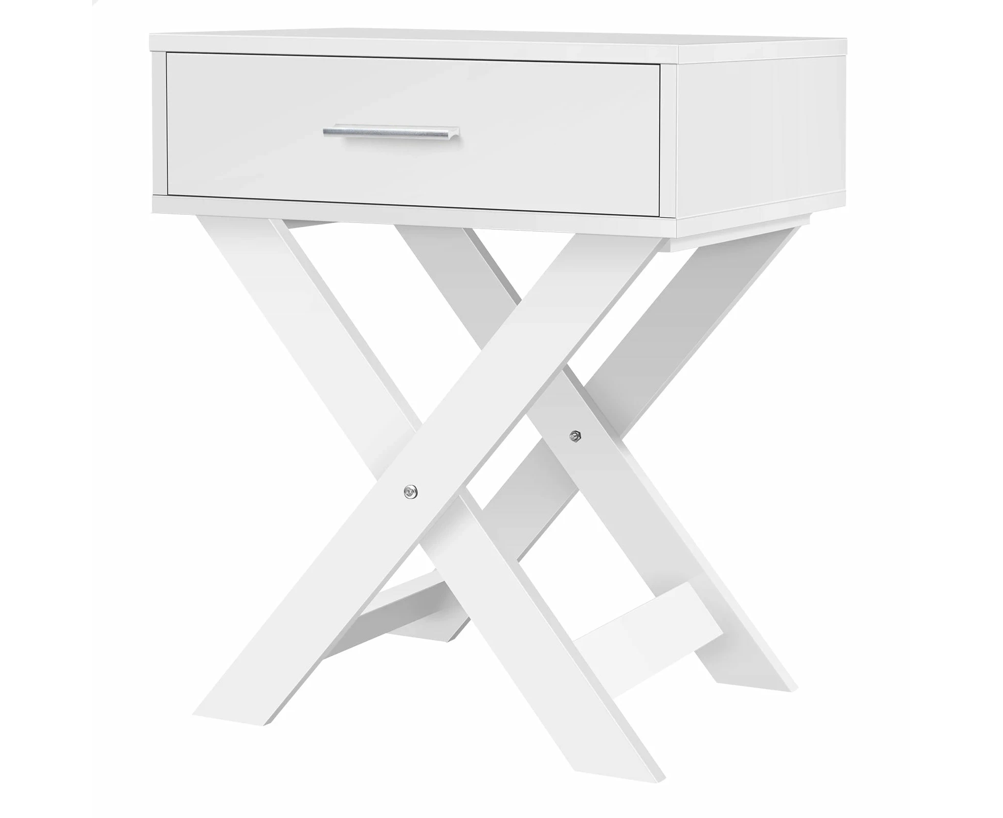 Scandinavian Nightstand Side Storage - French Country White